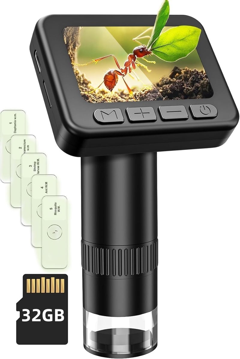IMICHI Microscope for Kids 50X-1000X Magnification- 2 inch IPS HD Screen, 32GB storage Card, 1080P Video, 2-Hour Battery Life, Easy Carry, Slides Included - Perfect Science Kit Gift for Kids Ages 8-12 - Image 1